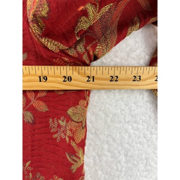 Chicos Red Gold Floral Brocade Mandarin Collar Jacket Blazer Women Size 1 - Picture 5 of 8
